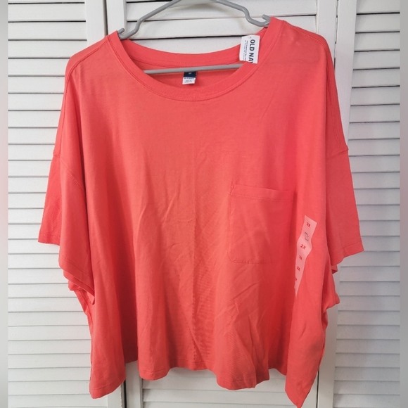 NWT Old Navy Coral Crop T Shirt Top - Picture 1 of 4